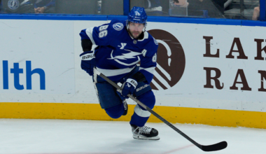 Nikita Kucherov skating for the Tampa Bay Lightning