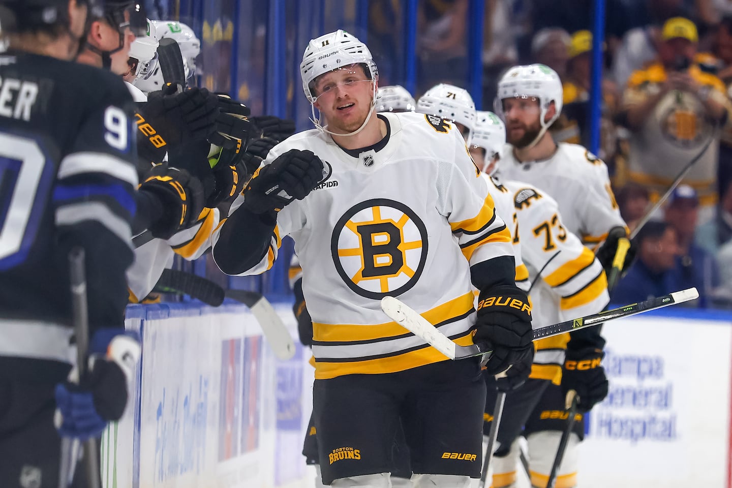 Casey Mittelstadt had the Bruins' only goal in a loss to the Lightning.