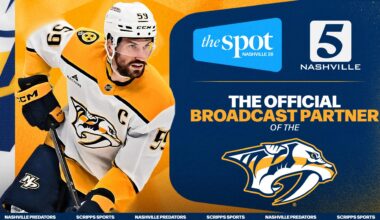 Graphic showing hockey player and logos for Scripps stations