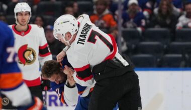 Ottawa Senators F Brady Tkachuk exits vs. New York Islanders
