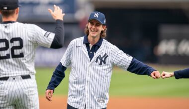 Devils Star Helps Kick Off Yankees' Home Opener With Ceremonial First Pitch