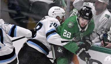 Dallas Stars forward Mavrik Bourque vs Utah Mammoth