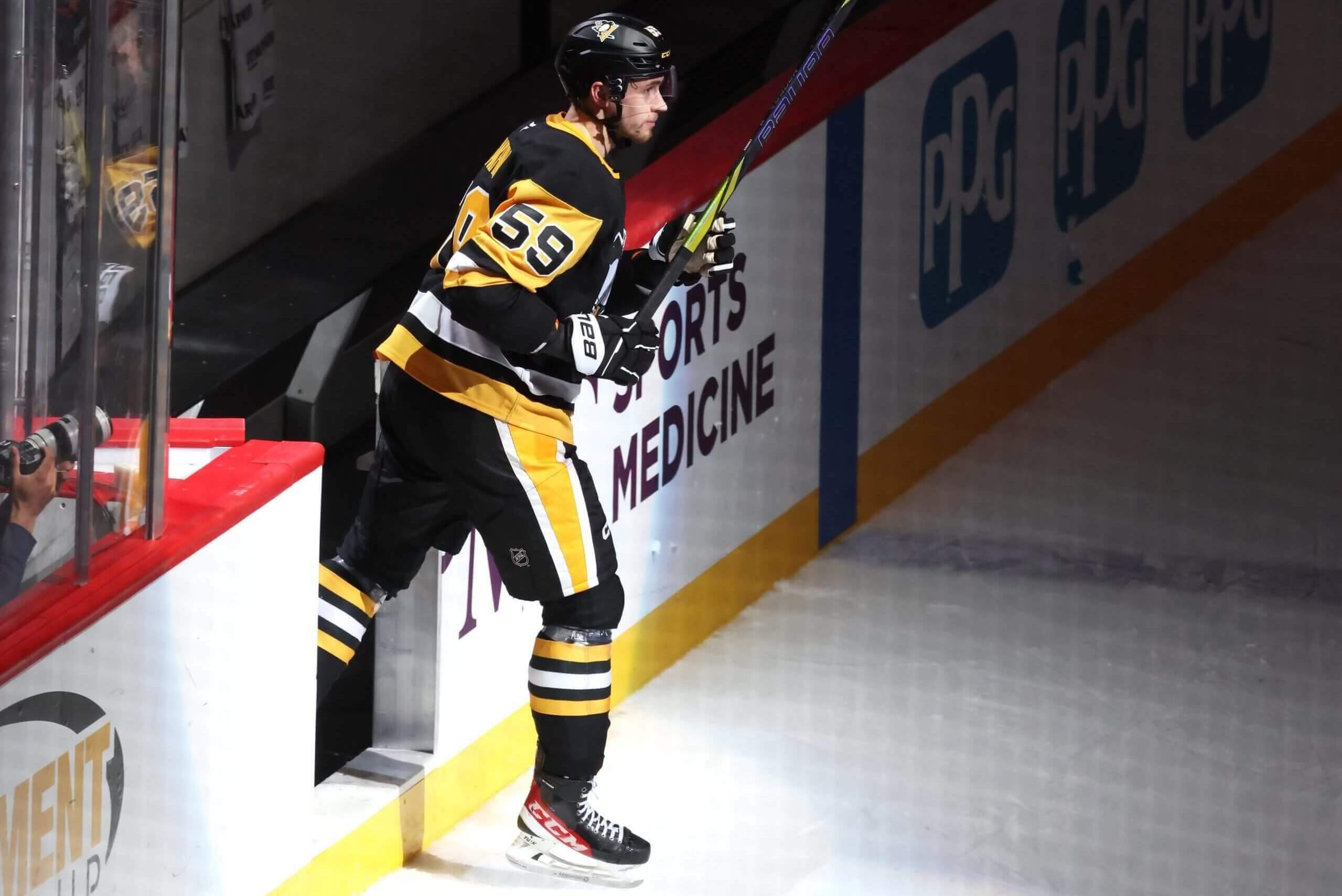 Egor Chinakhov skates on to the ice.