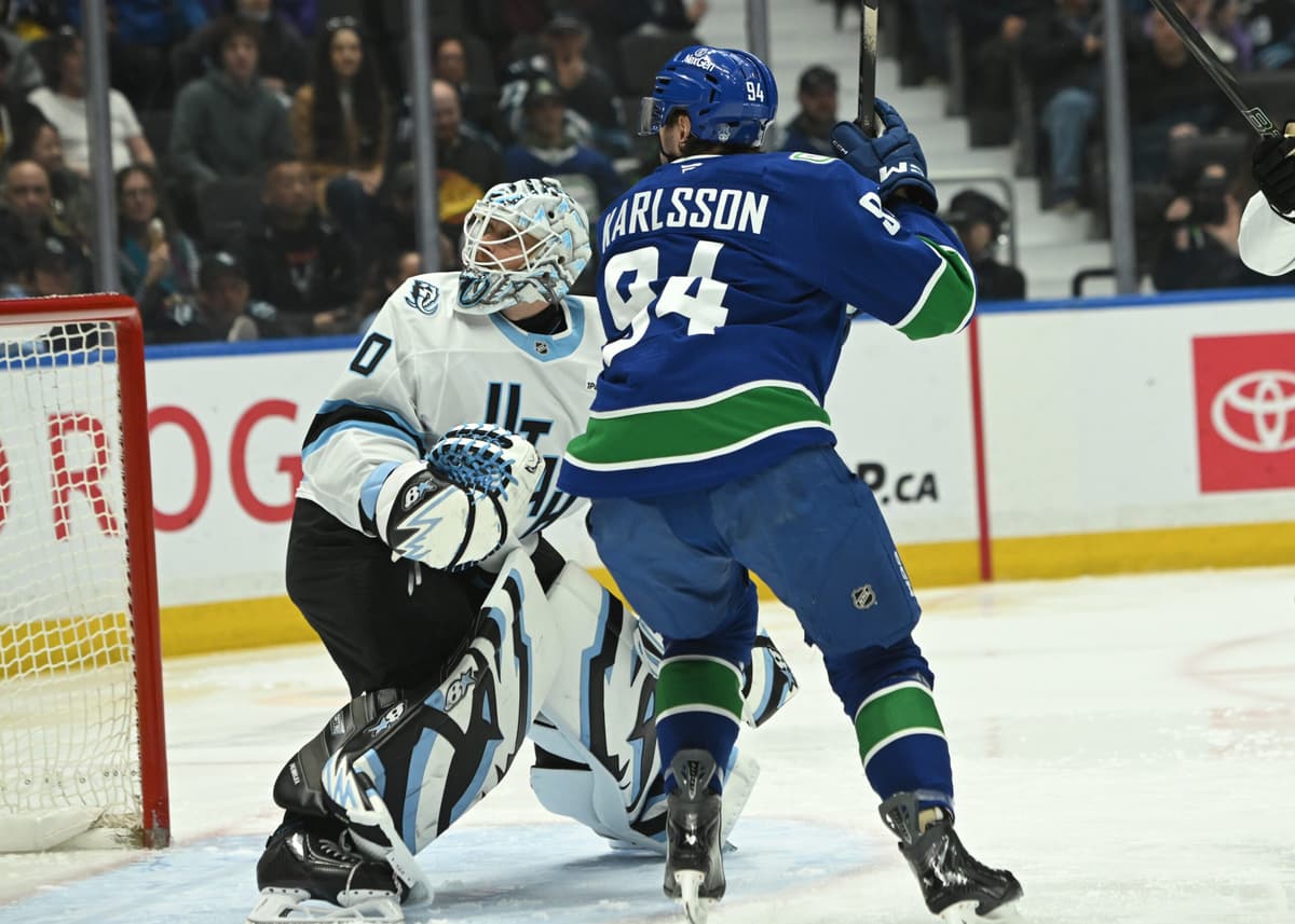 Linus Karlsson scores twice as Canucks fall 7-4 to Mammoth