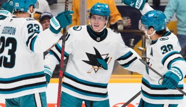 Gaudette's goal with 21 seconds left helps Sharks win 5-4 to snap Blues' 3-game win streak :: WRAL.com