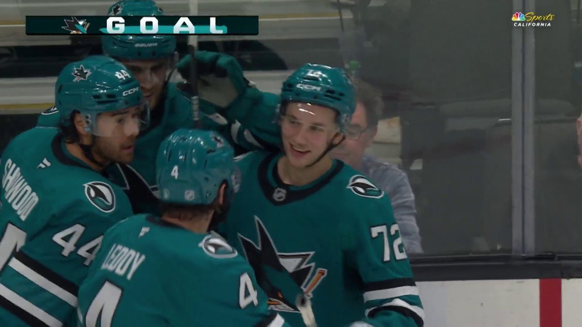 William Eklund's second-period goal gives Sharks 3-0 lead over Maple Leafs