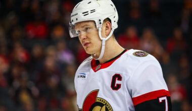 Ottawa Senators left wing Brady Tkachuk (7) skates at Scotiabank Saddledome