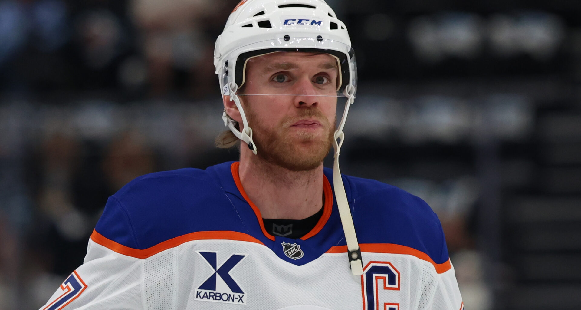 Edmonton Oilers center Connor McDavid (97) warms up at Delta Center