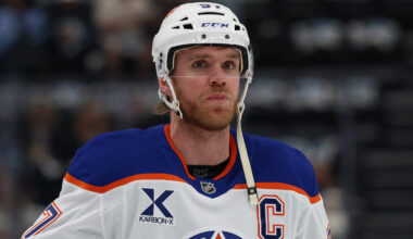 Edmonton Oilers center Connor McDavid (97) warms up at Delta Center