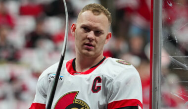 Ottawa Senators left wing Brady Tkachuk (7) comes off the ice in the first round of the 2026 Stanley Cup Playoffs at Lenovo Center.
