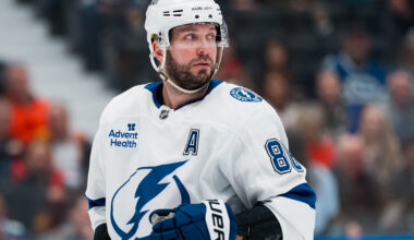 Tampa Bay Lightning forward Nikita Kucherov (86) during a stop in play at Rogers Arena.