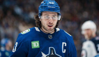 Former Vancouver Canucks defenseman Quinn Hughes at Rogers Arena