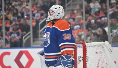 Edmonton Oilers goalie Connor Ingram (39) is seen out on the ice at Rogers Place