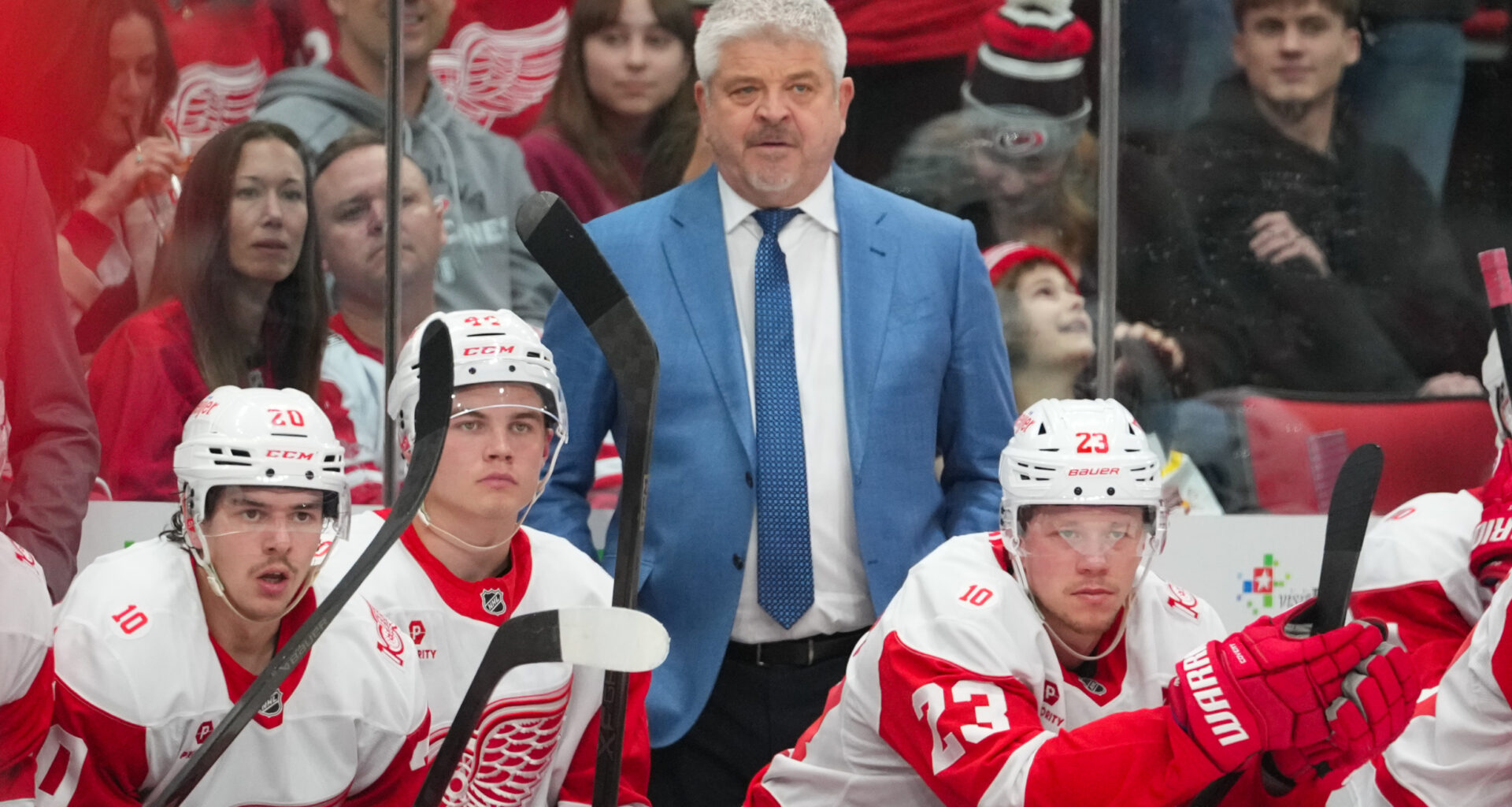 Detroit Red Wings head coach Todd McLellan looks on at Lenovo Center