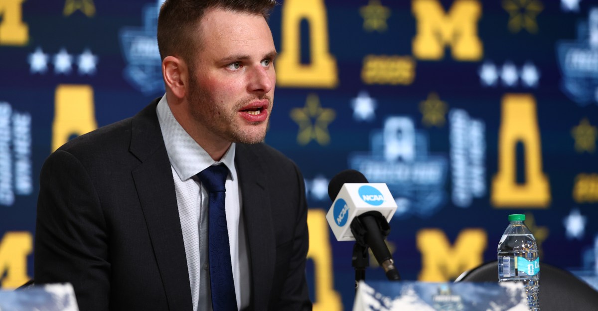 NCAA hockey: Michigan HC Brandon Naurato speaks after Frozen Four loss