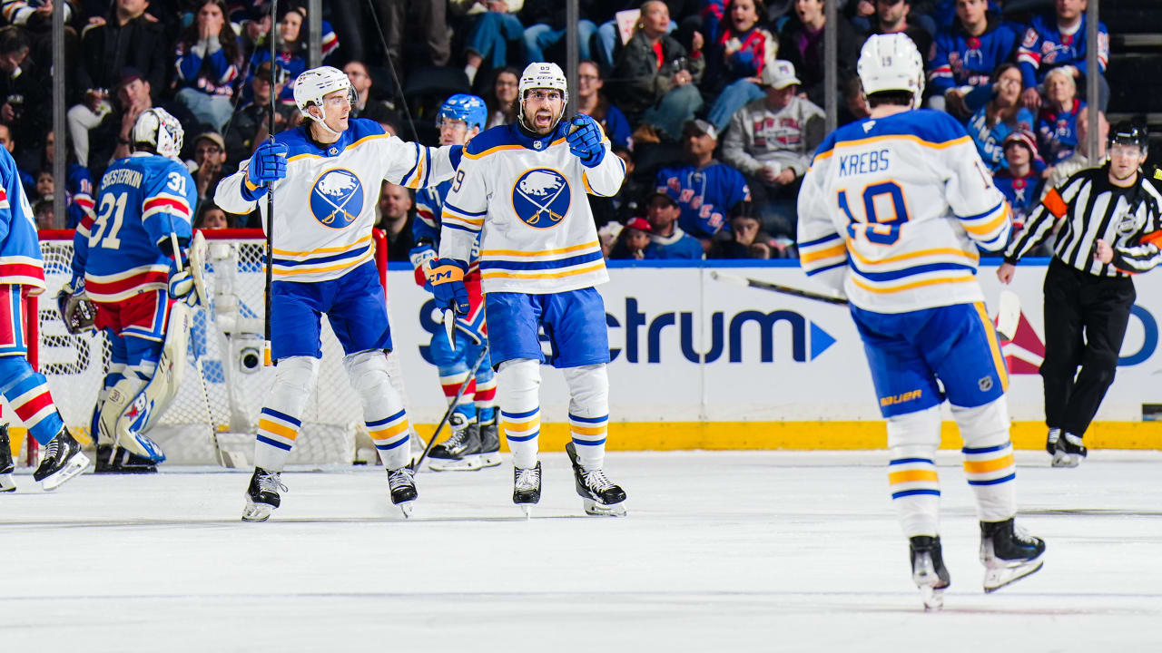Sabres rally past Rangers in 3rd period, take hold of 1st place in Atlantic