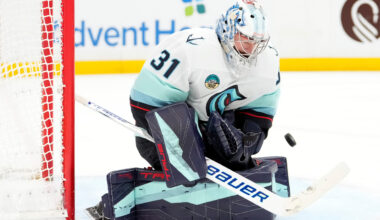 Kraken goalie Philipp Grubauer exits vs. Jets with lower-body injury