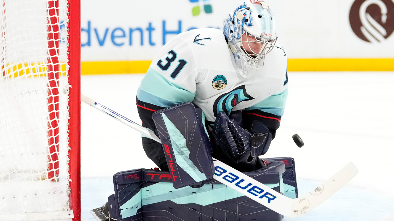 Kraken goalie Philipp Grubauer exits vs. Jets with lower-body injury