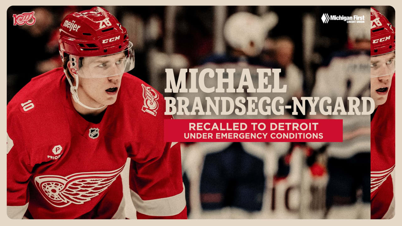 Red Wings recall Michael Brandsegg-Nygård from Grand Rapids under emergency conditions