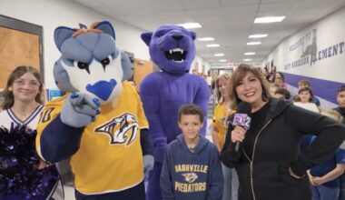 Predators mascot visits Portland second grader