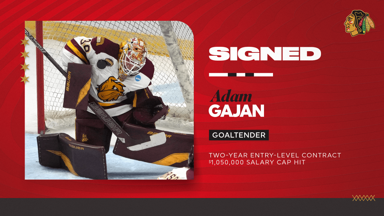 RELEASE: Blackhawks Sign Adam Gajan to Two-Year, Entry-Level Contract