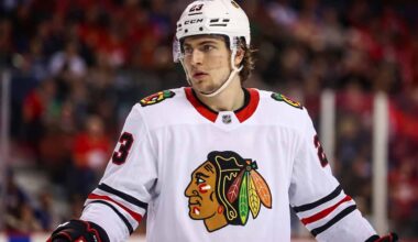 Matthew Knies wearing Chicago Blackhawks jersey amidst NHL trade rumors