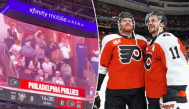 Phillies players, families viciously booed for horrific start while at Flyers playoff game
