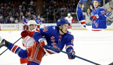 Gabe Perreault adds latest high to promising Rangers season with hat trick