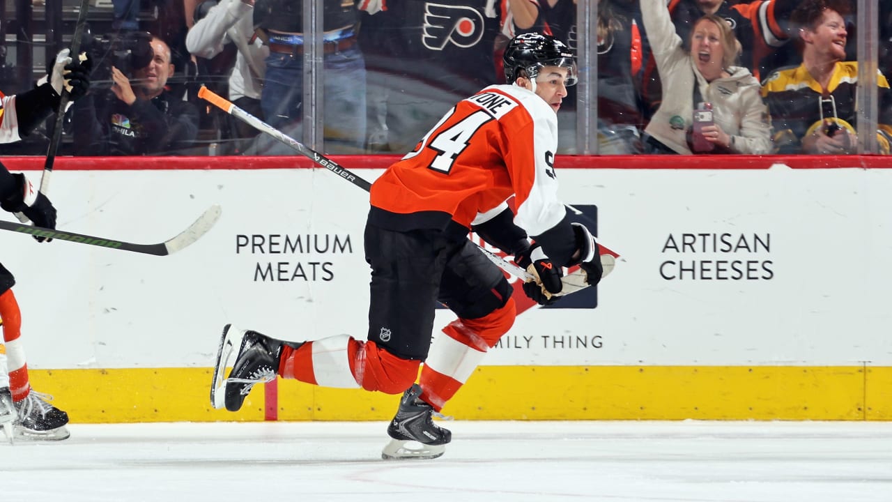 Martone wins it in OT with 1st goal, Flyers defeat Bruins to move into playoff spot