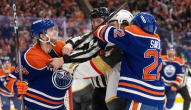 Golden Knights get better of Oilers in feisty potential first-round preview