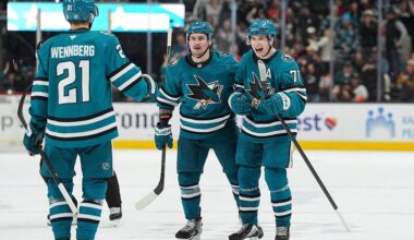 Celebrini ties it late, sets up Wennberg's winner as Sharks beat Ducks