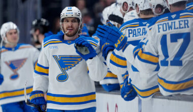 Thomas scores hat trick, Blues defeat Mammoth for 4th straight win