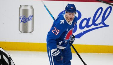 Avs forward Nathan MacKinnon becomes 1st to 50 goals this season with early score against Canucks