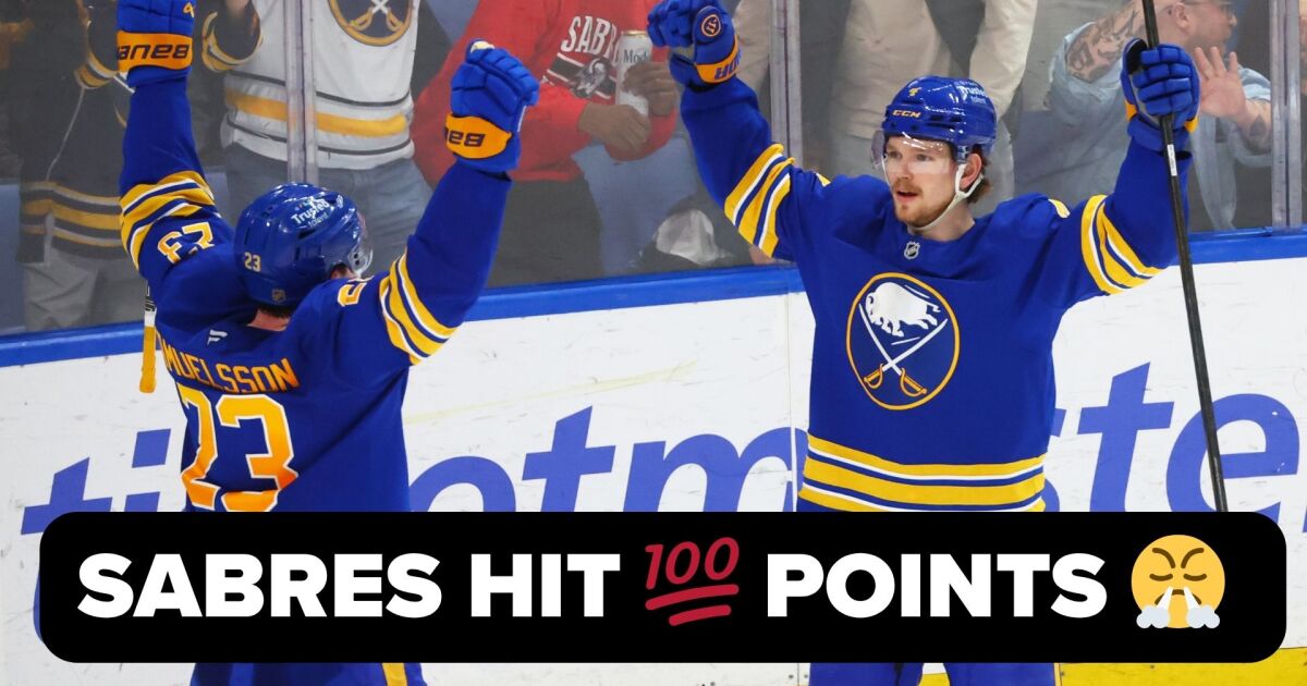 Sabres beat Islanders 4-3, reach 100 points for the first time since 2010 season