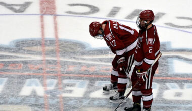 Harvard men's hockey coach announces he will down