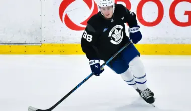 Maple Leafs defensive prospect Ben Danford during training camp.