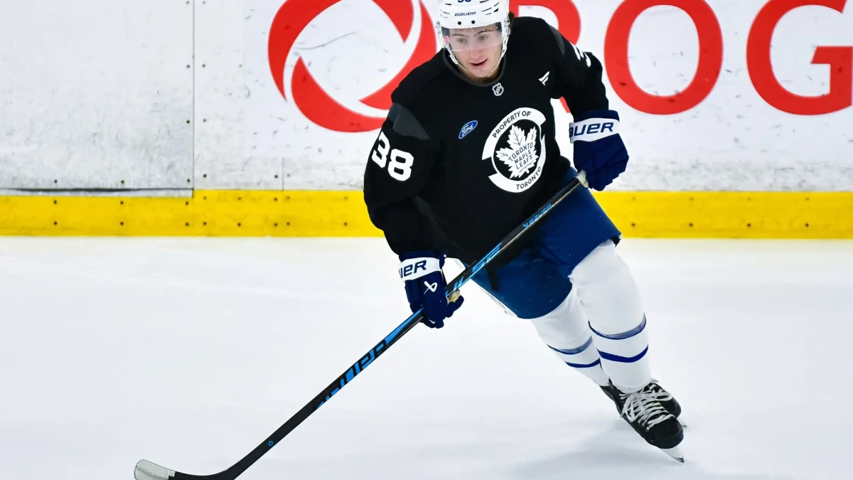 Maple Leafs defensive prospect Ben Danford during training camp.