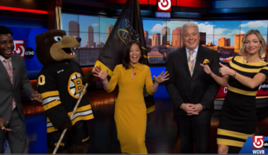 Blades, Boston Bruins mascot, rallies EyeOpener ahead of Game 7