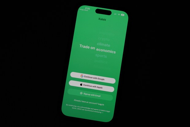 The prediction market app Kalshi is displayed on a mobile phone Thursday, April 16, 2026, in Chicago.