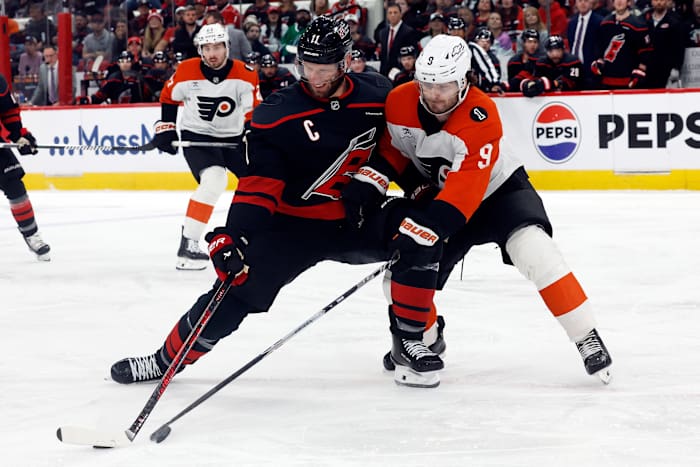 Hall's OT score helps Hurricanes top Flyers 3-2 to take 2-0 lead in 2nd-round series of NHL playoffs