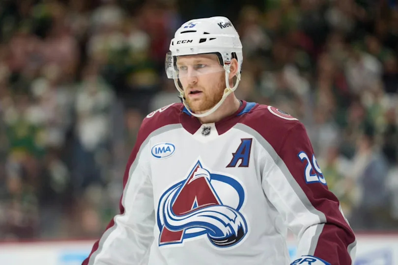 Colorado Avalanche center Nathan MacKinnon (29) during the 2026 Stanley Cup Playoffs at Grand Casino Arena