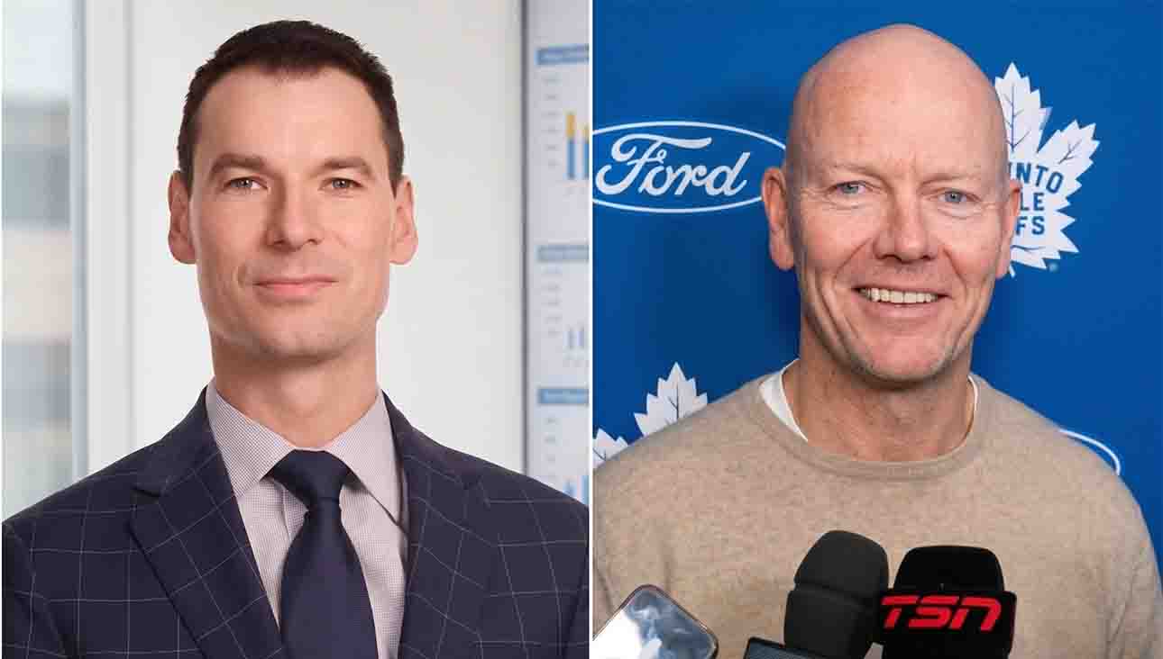 A split-screen photograph featuring former NHL executive John Chayka on the left and legendary Toronto Maple Leafs captain Mats Sundin on the right, representing the rumored new front office management structure for the Toronto Maple Leafs.