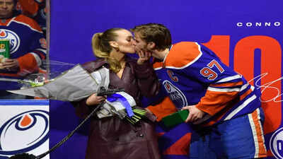 Connor McDavid surprised by father and wife Lauren Kyle as Oilers captain ties Wayne Gretzky with fifth Ted Lindsay NHL Award