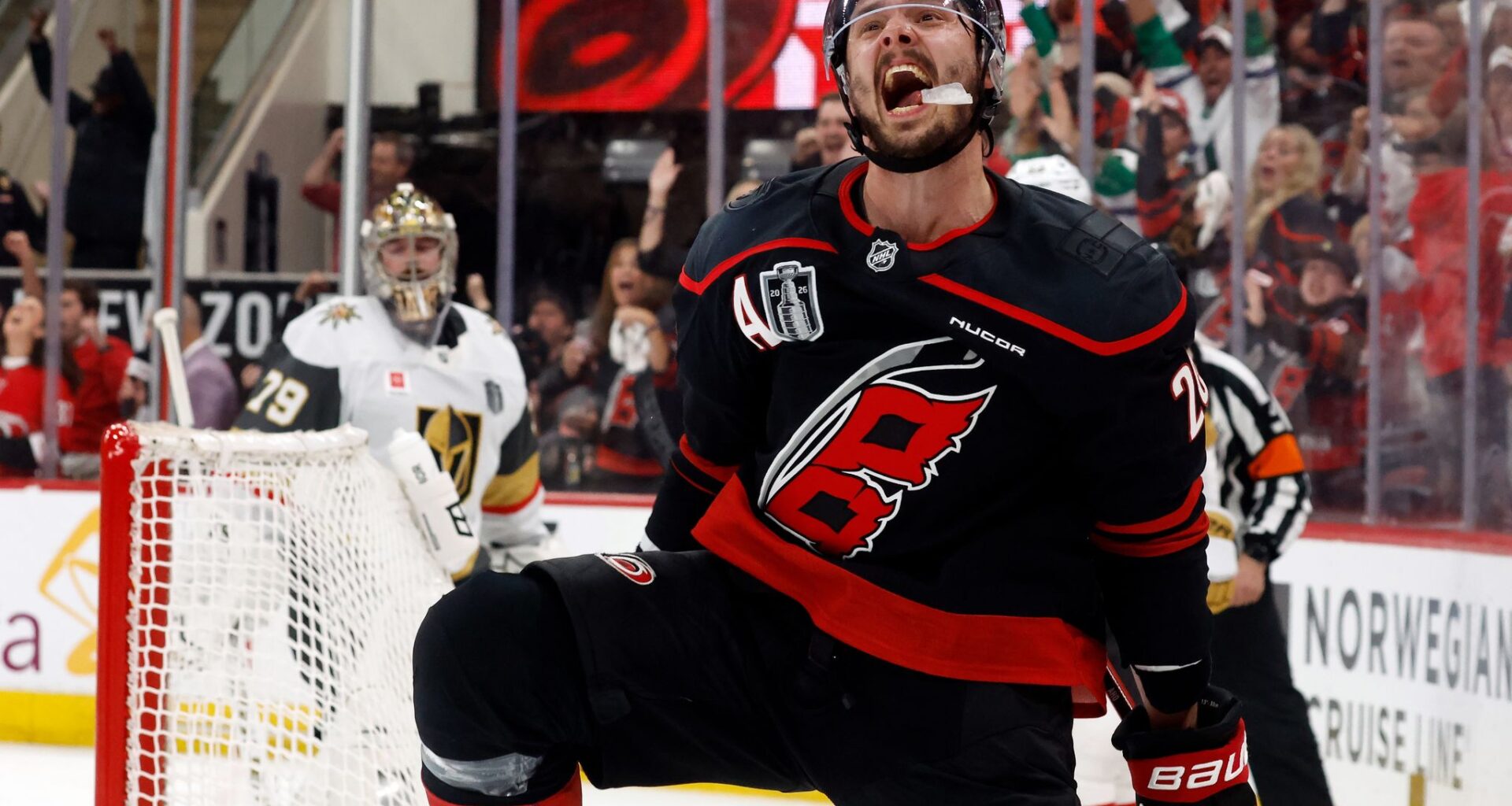 Svechnikov, Aho strike as Hurricanes top Golden Knights 4-2 to move within a win of the Stanley Cup