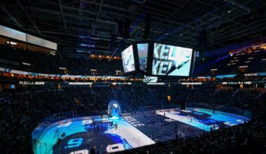 The Delta Center prepares to host Stanley Cup Playoff hockey