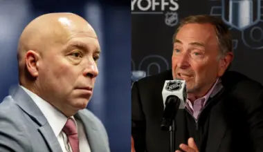 NHL Commissioner Gary Bettman talks to the media prior to a game between the Buffalo Sabres and the Boston Bruins in game two of the first round of the 2026 Stanley Cup Playoffs at KeyBank Center.