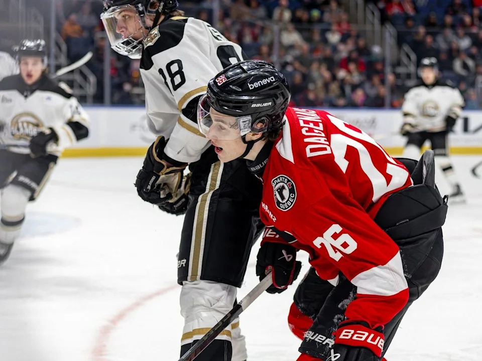  A March 2026 photo shows Maddox Dagenais (26) of the Quebec Remparts in action against the Charlottetown Islanders in a QMJHL regular-season game.