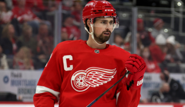 Dylan Larkin skating for the Detroit Red Wings
