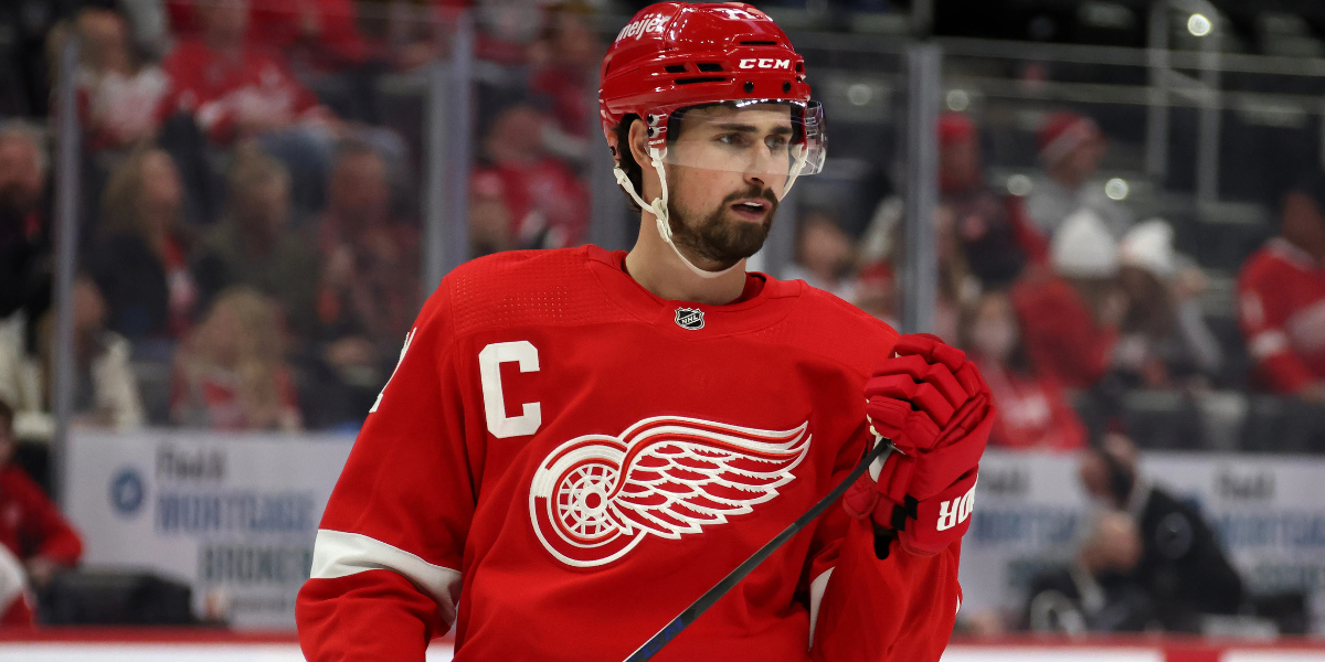 Dylan Larkin skating for the Detroit Red Wings