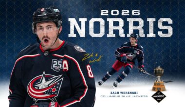 Zach Werenski, the 28-year-old defenseman with the Columbus Blue Jackets, has won the James Norris Memorial Trophy for the 2025-26 National Hockey League season.